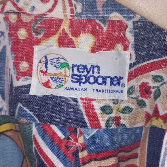 Vintage Reyn Spooner Reverse Print Patriotic 1999 Hawaiian Shirt ~ L - Picture 8 of 8